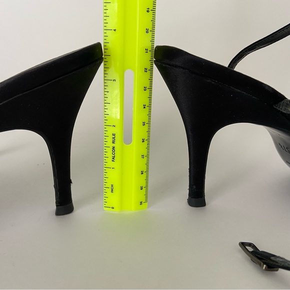 Chanel Black Mesh And Satin CC Open Toe Ankle Strap Heeled Sandals - Picture 16 of 16